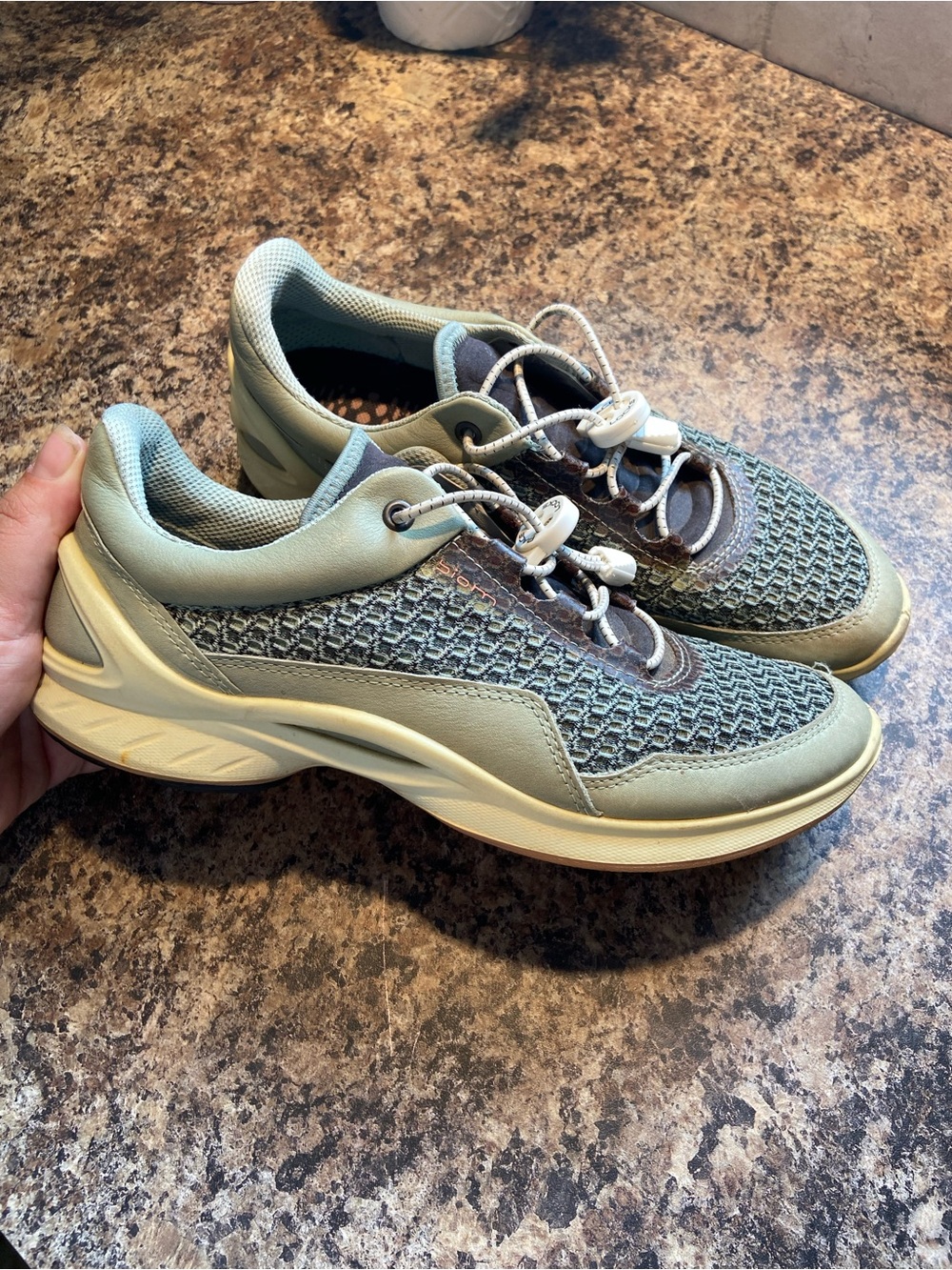 ECCO BIOM Fjuel sneakers womens 7 blue green quick lace performance athletic